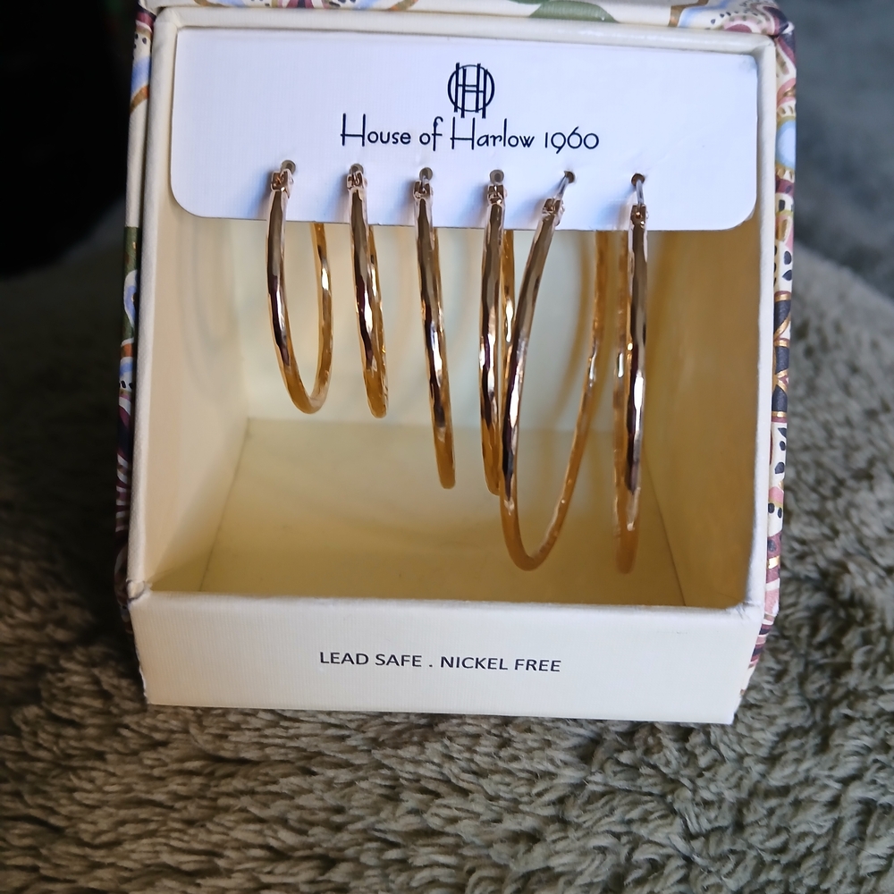 House of Harlow 1960 Shiny Gold Hoop Earrings